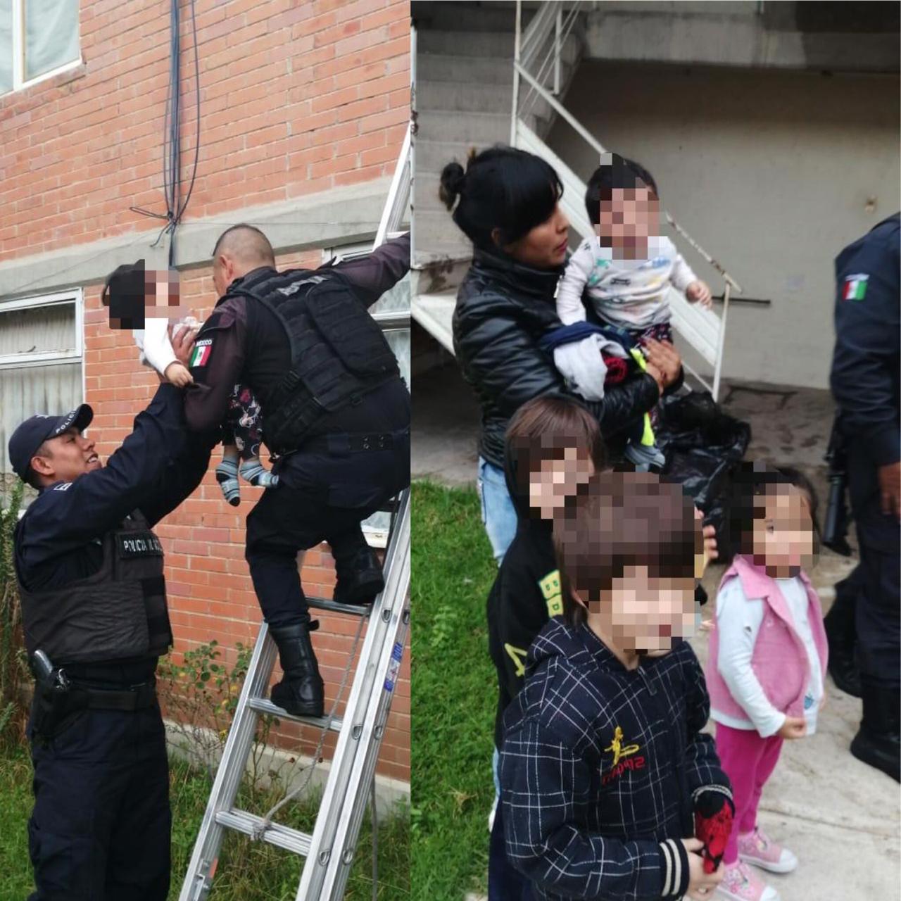 Rescatan policías de Apizaco a cuatro menores y una mujer