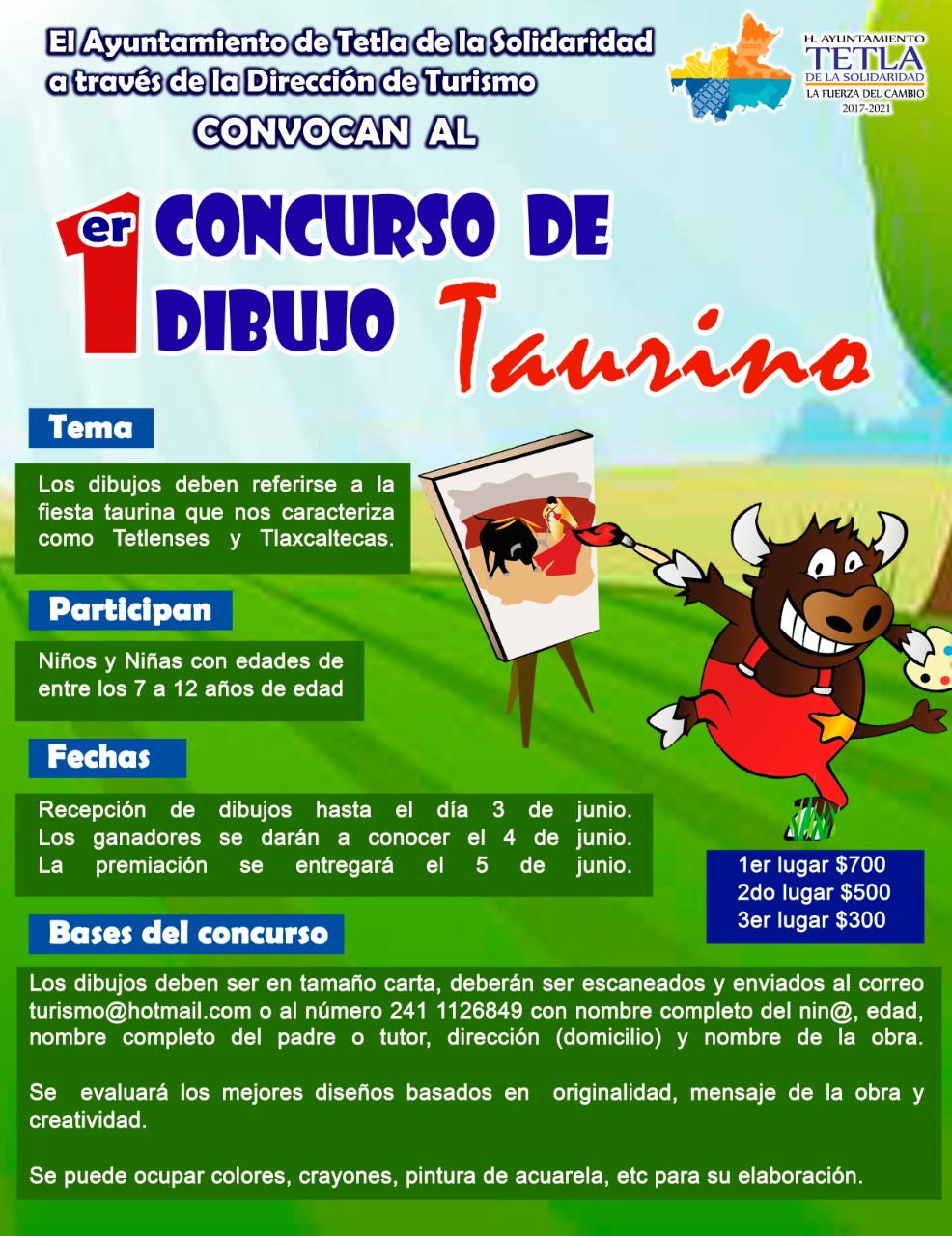Lanza Escuela Taurina de Tetla concurso de dibujo infantil