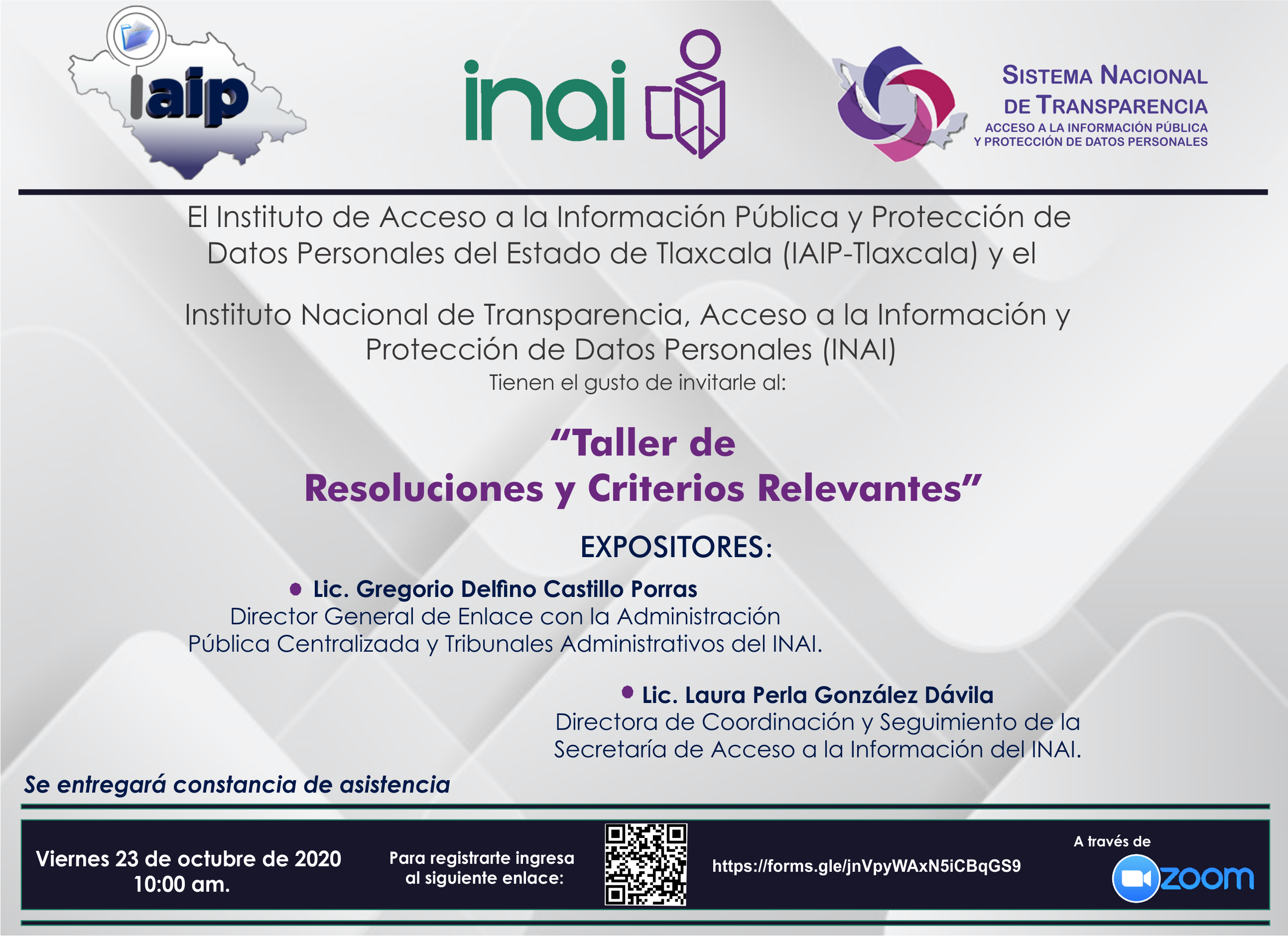 Convoca IAIP a taller sobre “Resoluciones y Criterios relevantes”