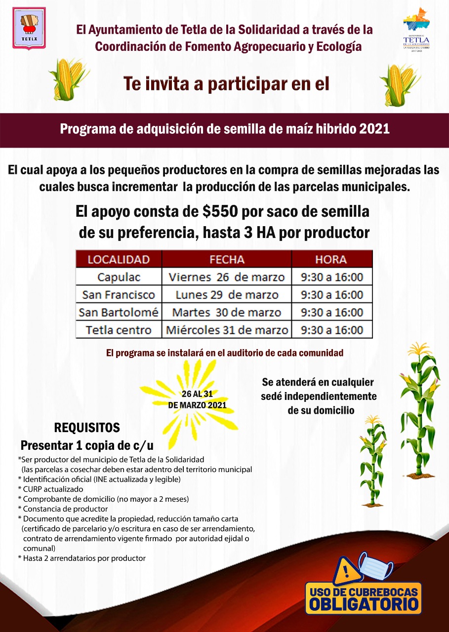 Apoya Tetla a productores en la venta de semilla
