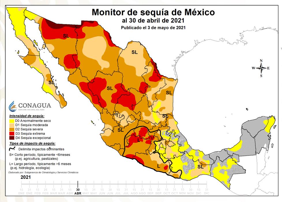 Ocho municipios presentan sequía extrema en la entidad