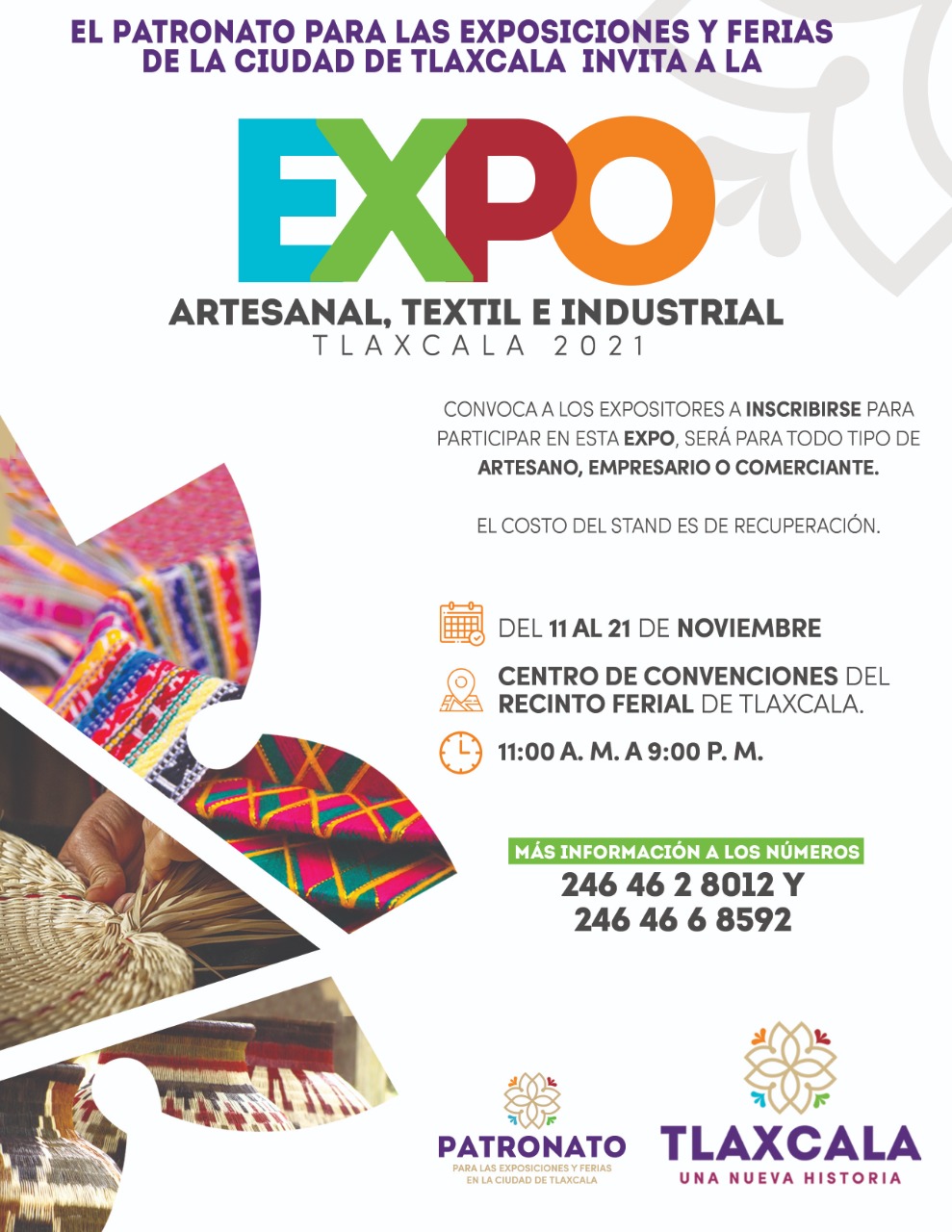 Convoca gobierno estatal a empresarios, comerciantes y artesanos a la Expo Tlaxcala 2021