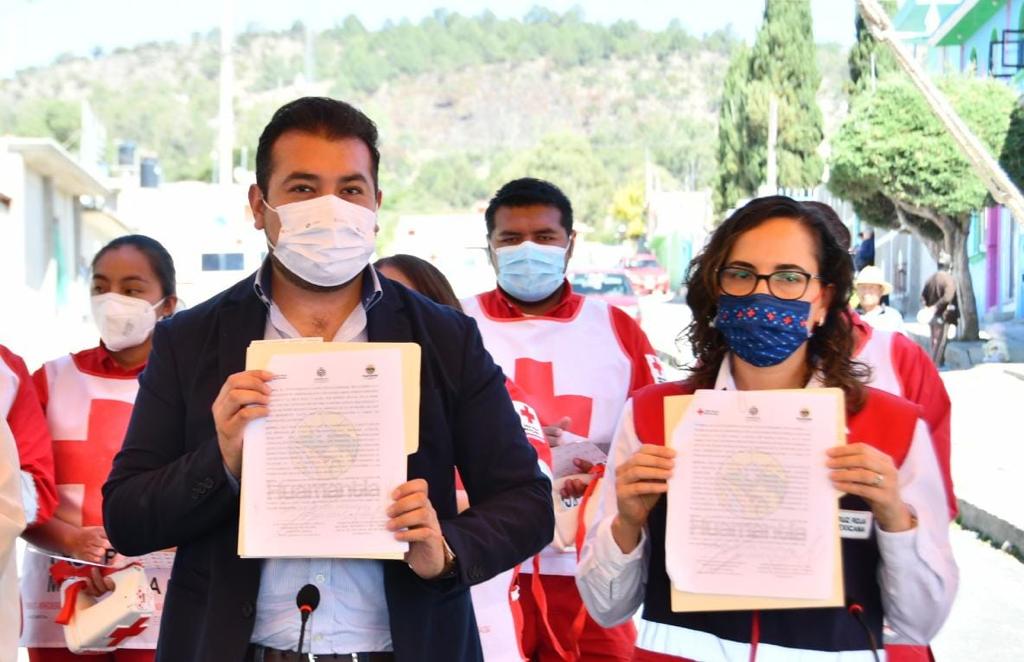 Firma ayuntamiento de Huamantla convenio con Cruz Roja