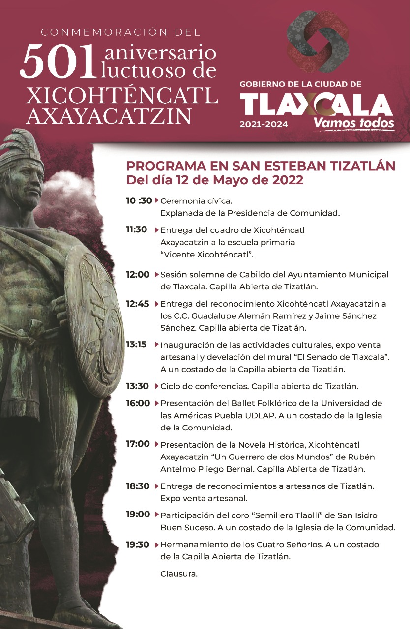 Tlaxcala Capital conmemorará aniversario del guerrero Xicohténcatl Axayacatzin