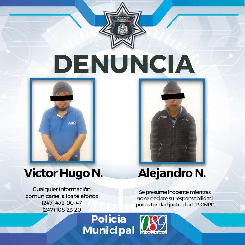 Detiene dirección de seguridad de Huamantla a dos asaltantes