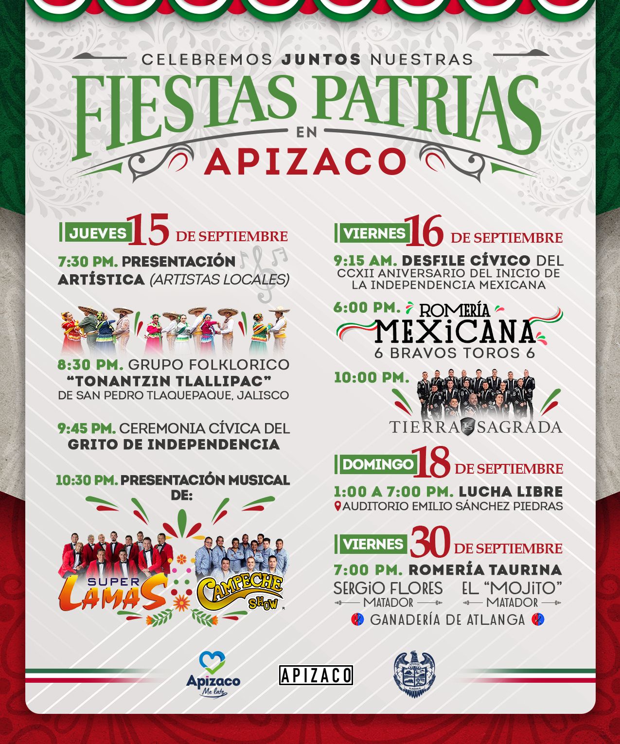 Cartel de Fiestas Patrias en Apizaco