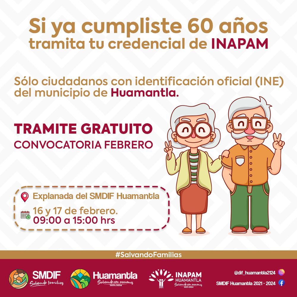 Invitan a adultos mayores a tramitar su credencial del INAPAM