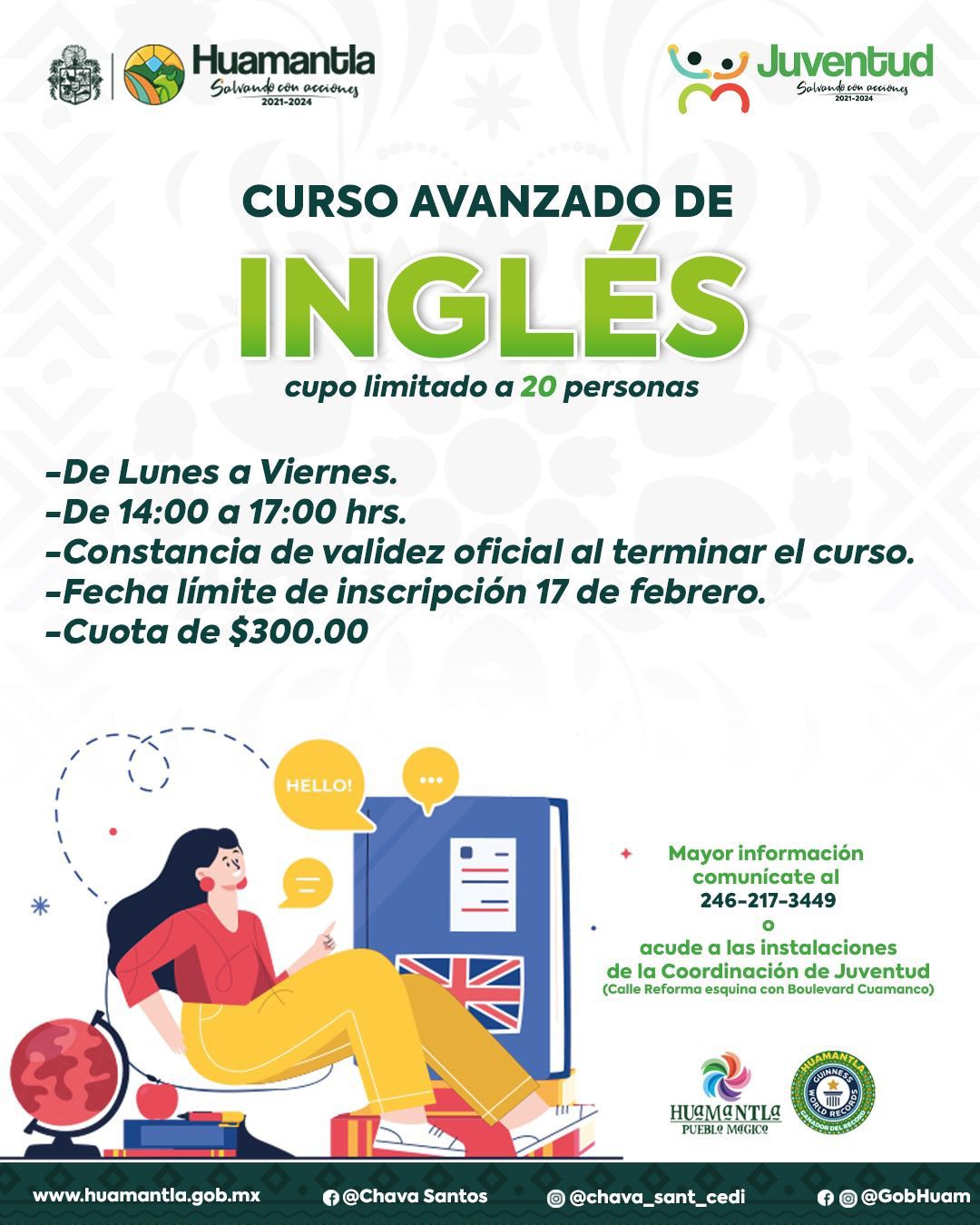 Invitan a jóvenes a participar en curso de inglés avanzado