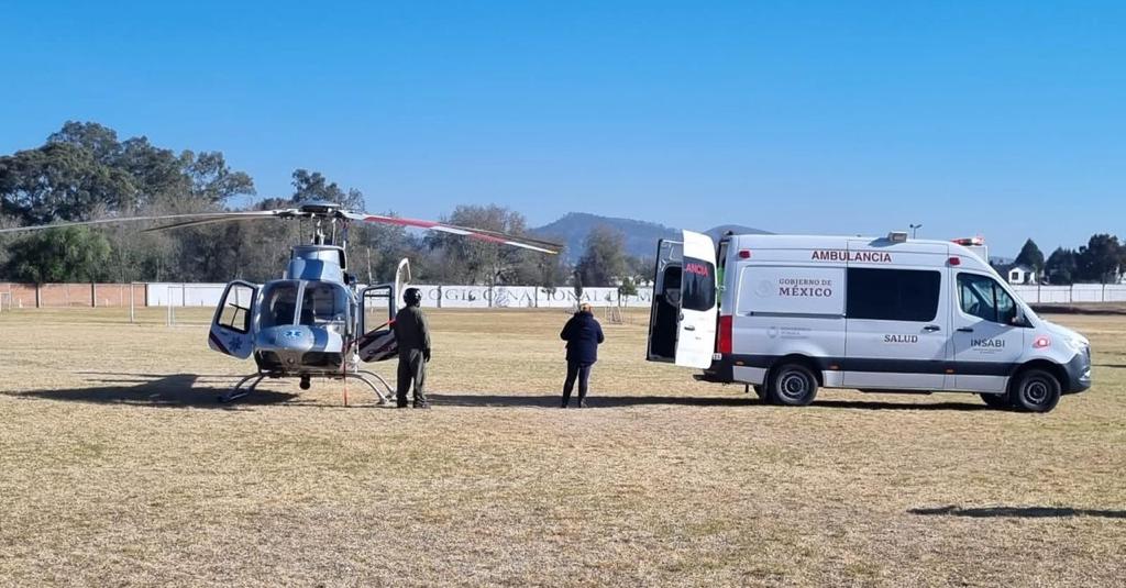 Traslada ambulancia aérea de Tlaxcala a lesionado por explosión de polvorín