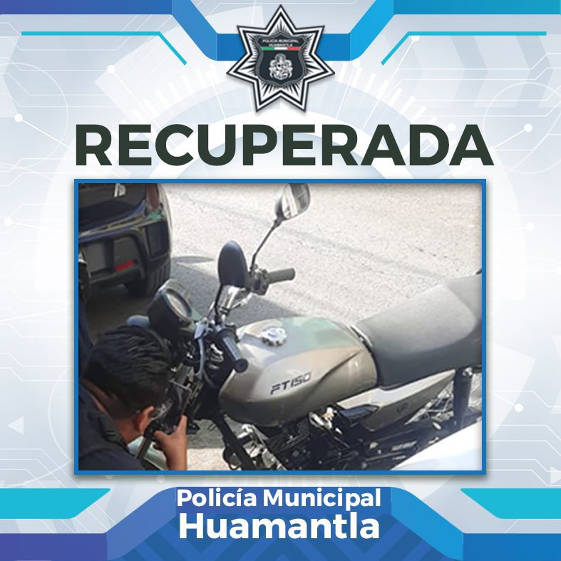 Recupera Policía de Huamantla motocicleta con reporte de robo