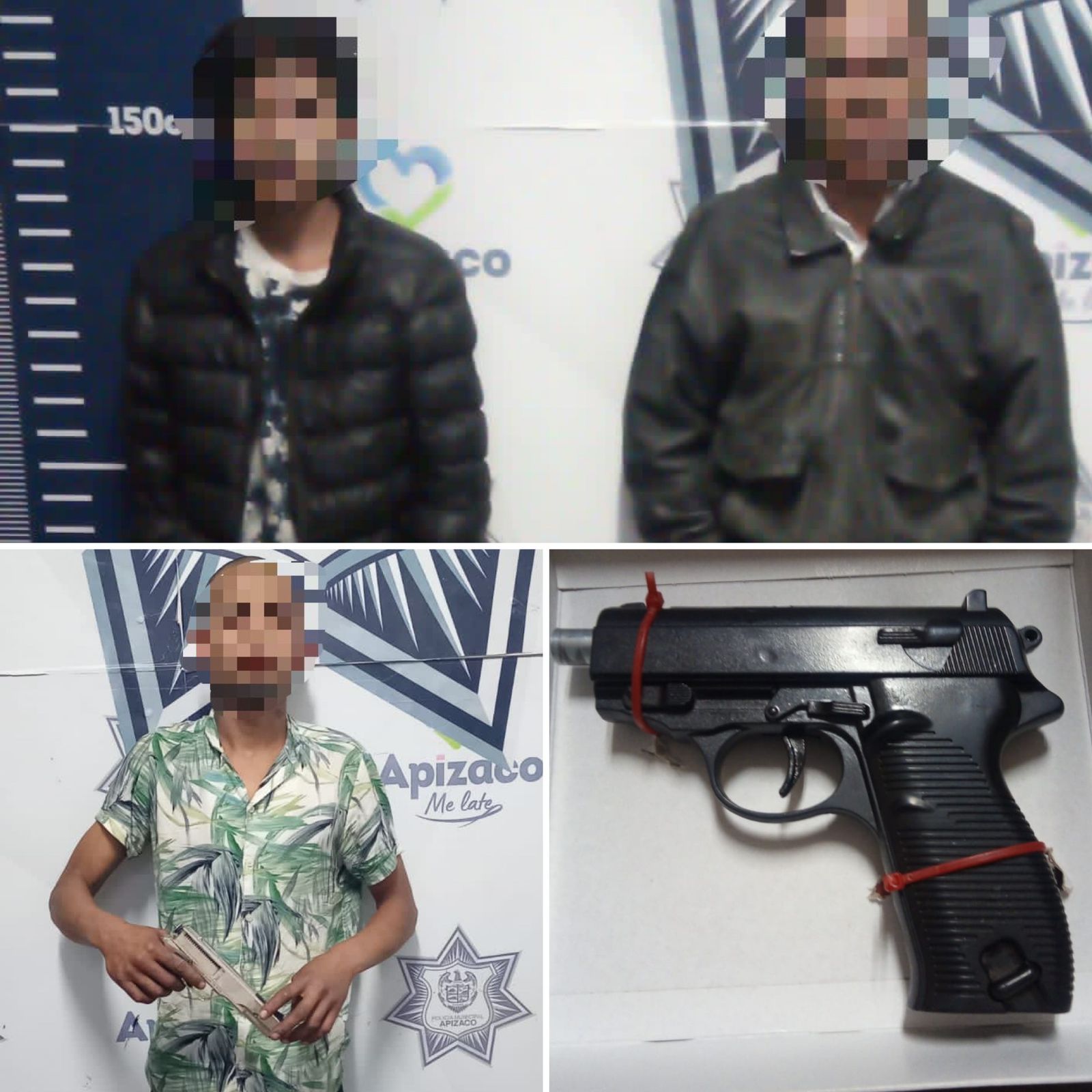 Asegura Policía de Apizaco a 3 sujetos por posesión de réplicas de armas de fuego