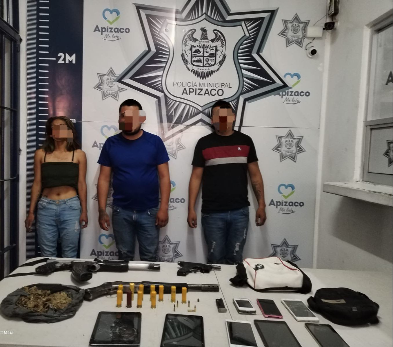 Desmantela Policia de Apizaco a banda delictiva: aseguraron armas, droga, cartuchos y una motocicleta