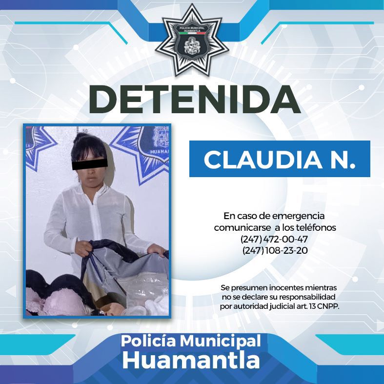 Detiene Policía de Huamantla a presunta fardera en la zona del tianguis