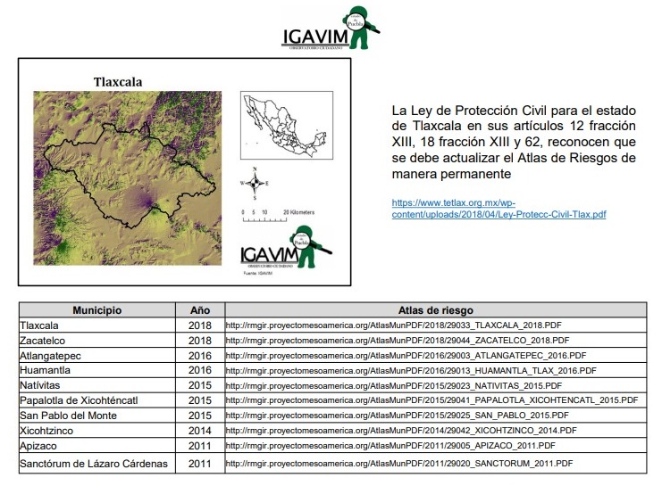 Sólo el 16.67% de los municipios en Tlaxcala cuentan con Atlas de Riesgo: IGAVIM