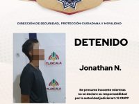 Detiene Policía de Tlaxcala a hombre señalado de robo de un celular a una transeúnte