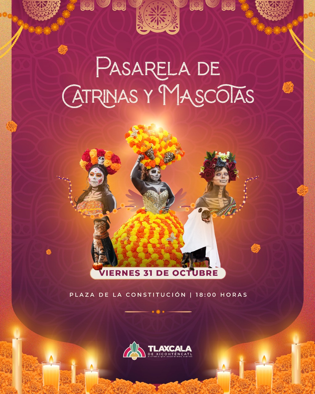 Invita el Ayto. de Tlaxcala a participar este viernes en la Pasarela de Catrinas y Mascotas